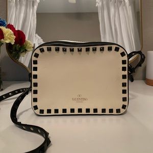 Brand New Black and White Valentino Studded Crossbody Bag